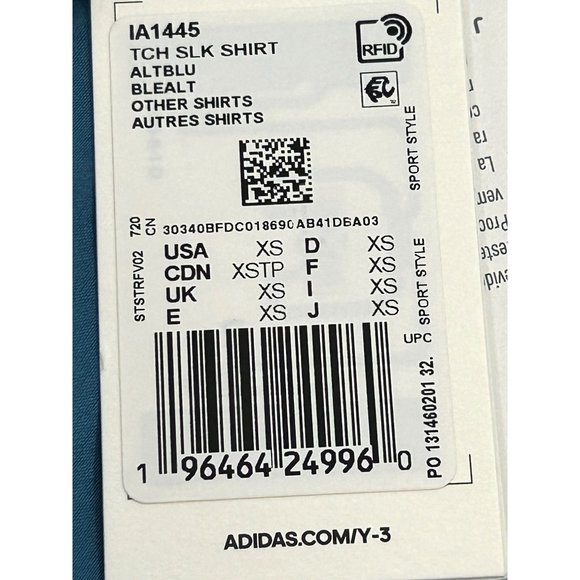 Adidas x Yohji Yamamoto Women’s Y-3 Tech Silk Shirt Blue XS Long Sleeves Collar - Picture 9 of 16